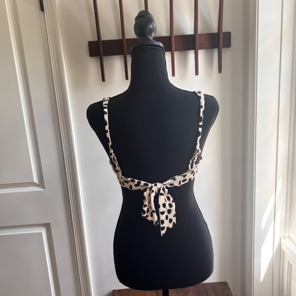 Aerie Black and White Spotted Tie Back Bikini Top - M - Picture 3 of 6